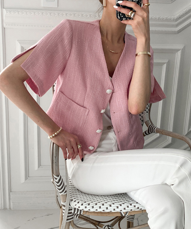 単品購入可 綺麗なピンクのサマーツィードジャケット | kdcow.com